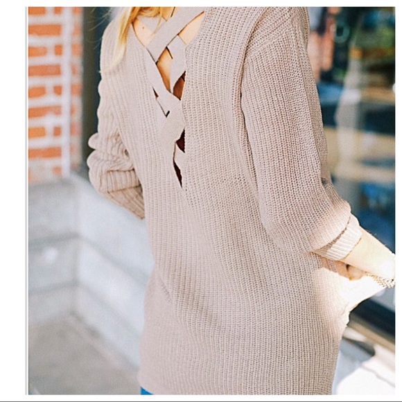✨LAST ONE ✨Loose  criss cross back mocha sweater - Picture 3 of 8